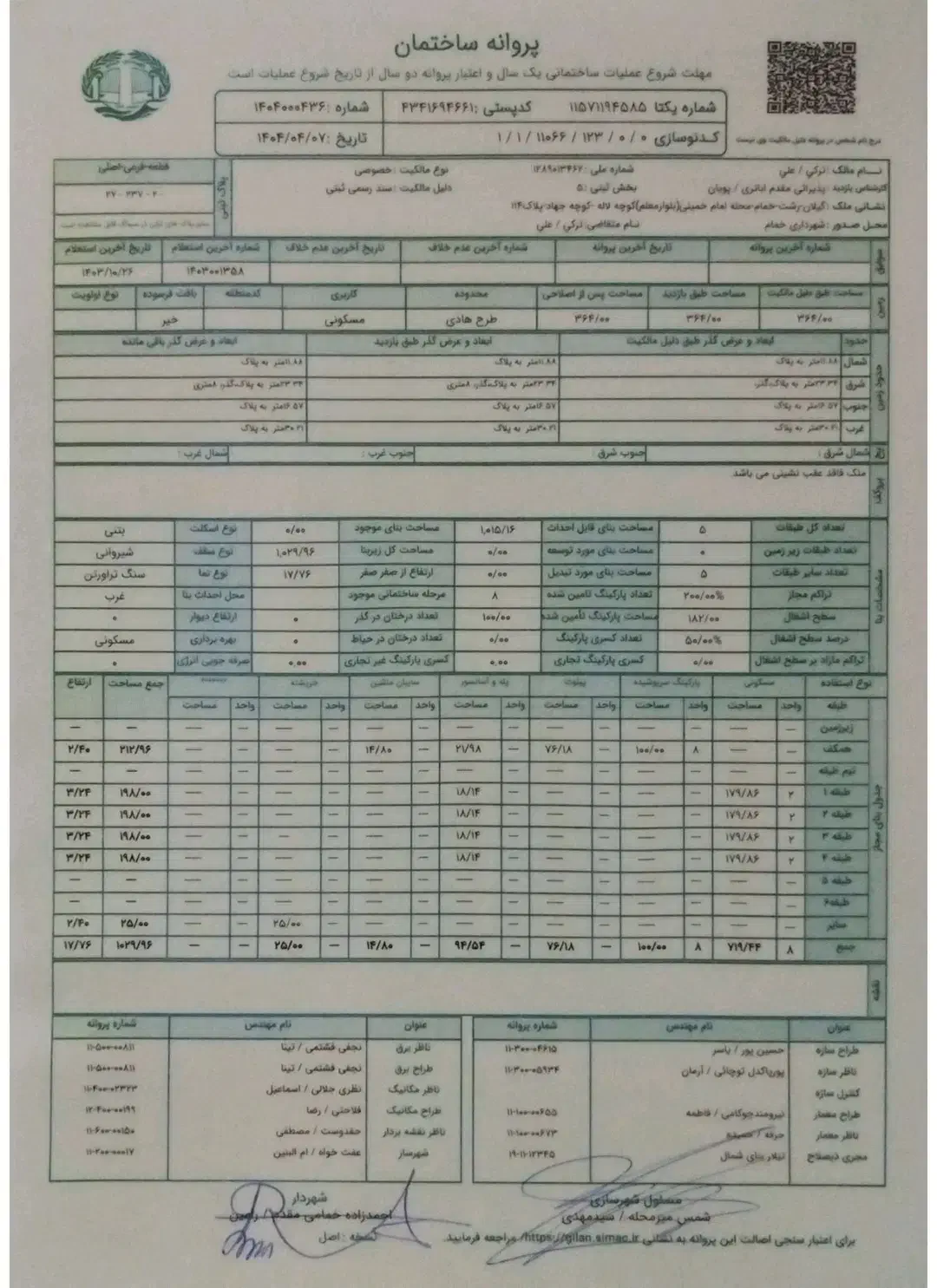 زمین مسکونی با سند تک برگ و پروانه ۸ واحدی معتبر