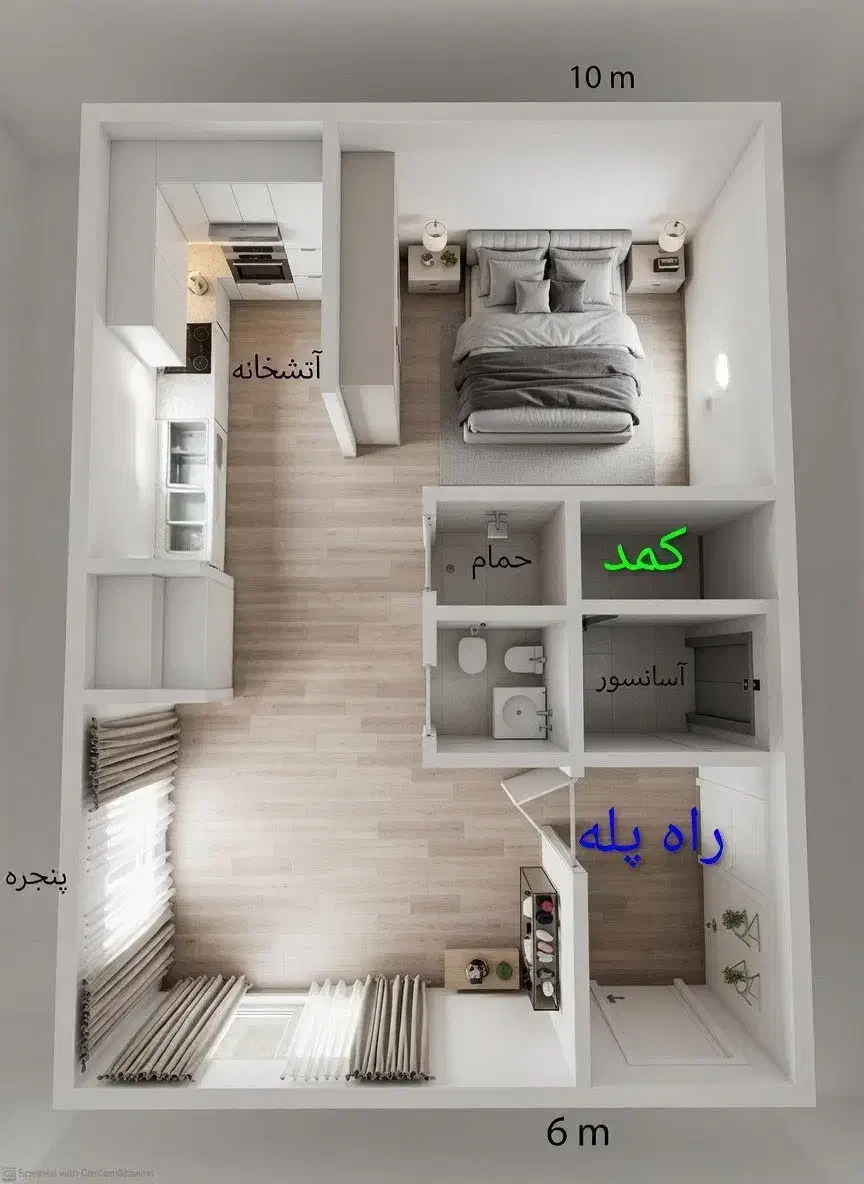 ۶۵ متری طبقه پنجم آسانسور