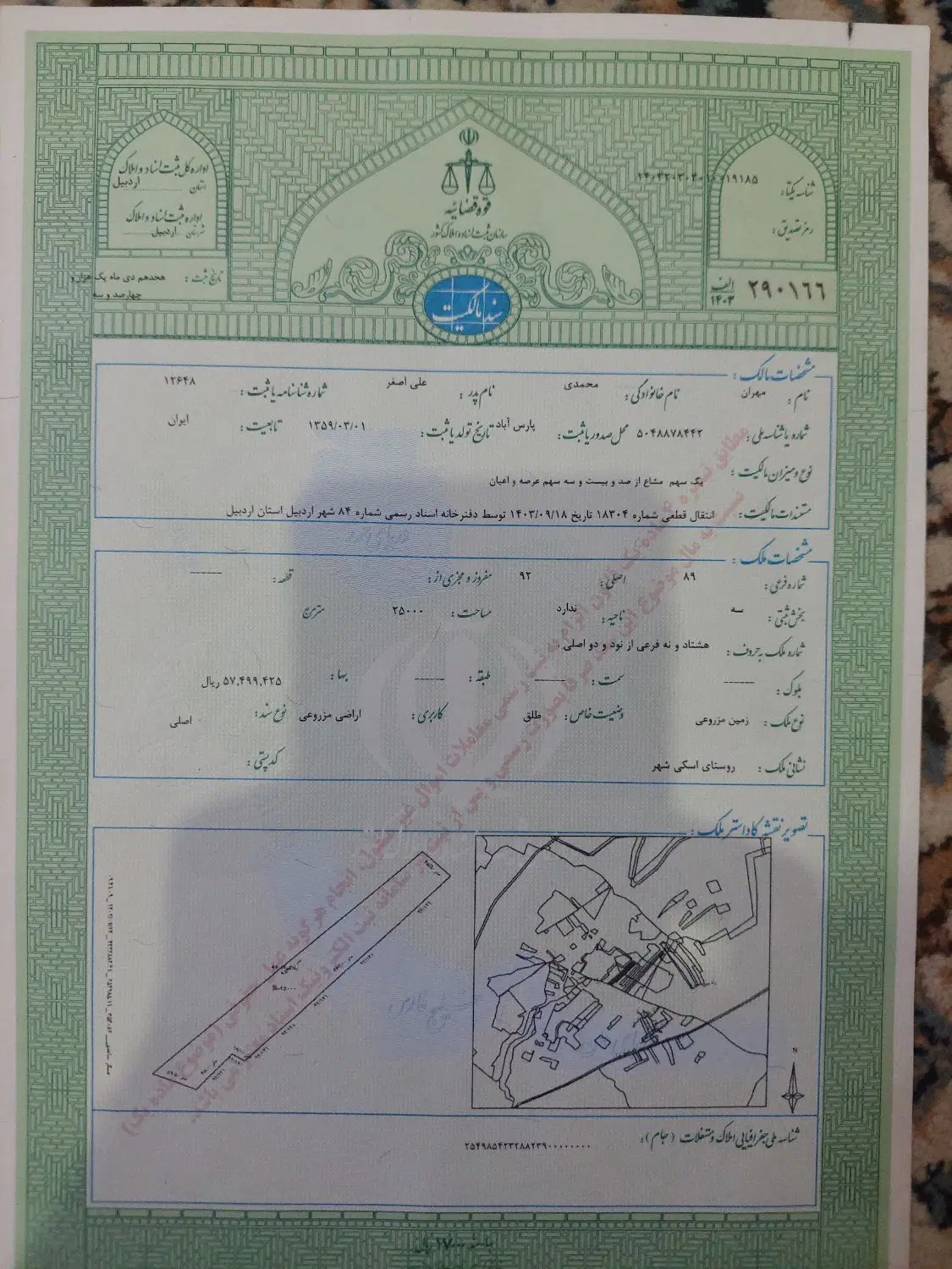 زمین زراعی با کاربری باغ و ویلا با سند تگ برگ سبز