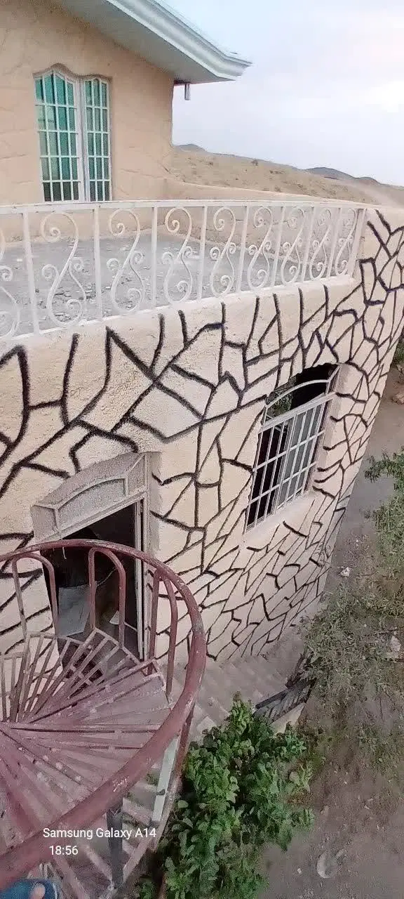 باغچه دو طبقه ساختمان انباری و فضای پرورش مرغ