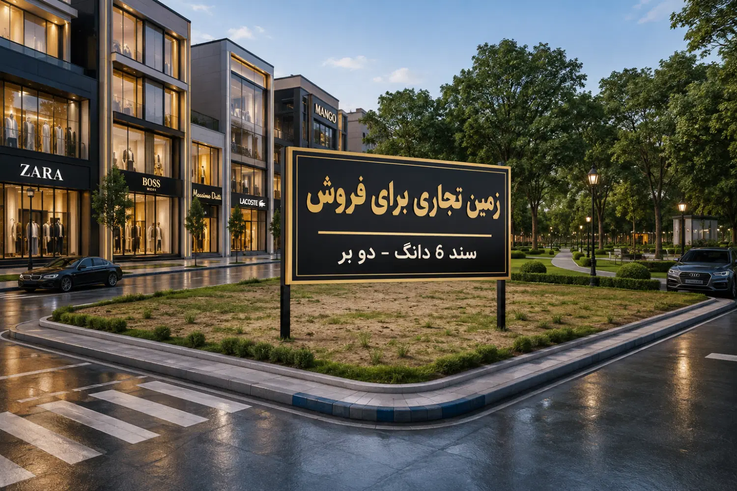 زمین تجاری ۵۲ متر - دو بر - سند ۶ دانگ