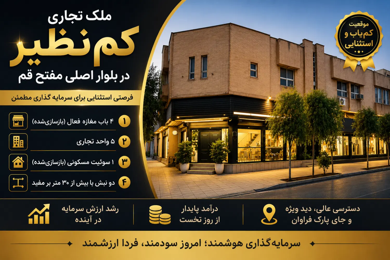 ملک‌‌ تجاری‌ صدوق ،میدان‌مفتح، بر بلوار اصلی‌ مفتح