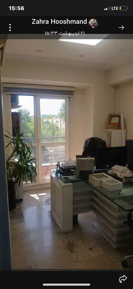 دفتر اداری ۷۴ متر مبله پارکینگ و آسانسور و بالکن