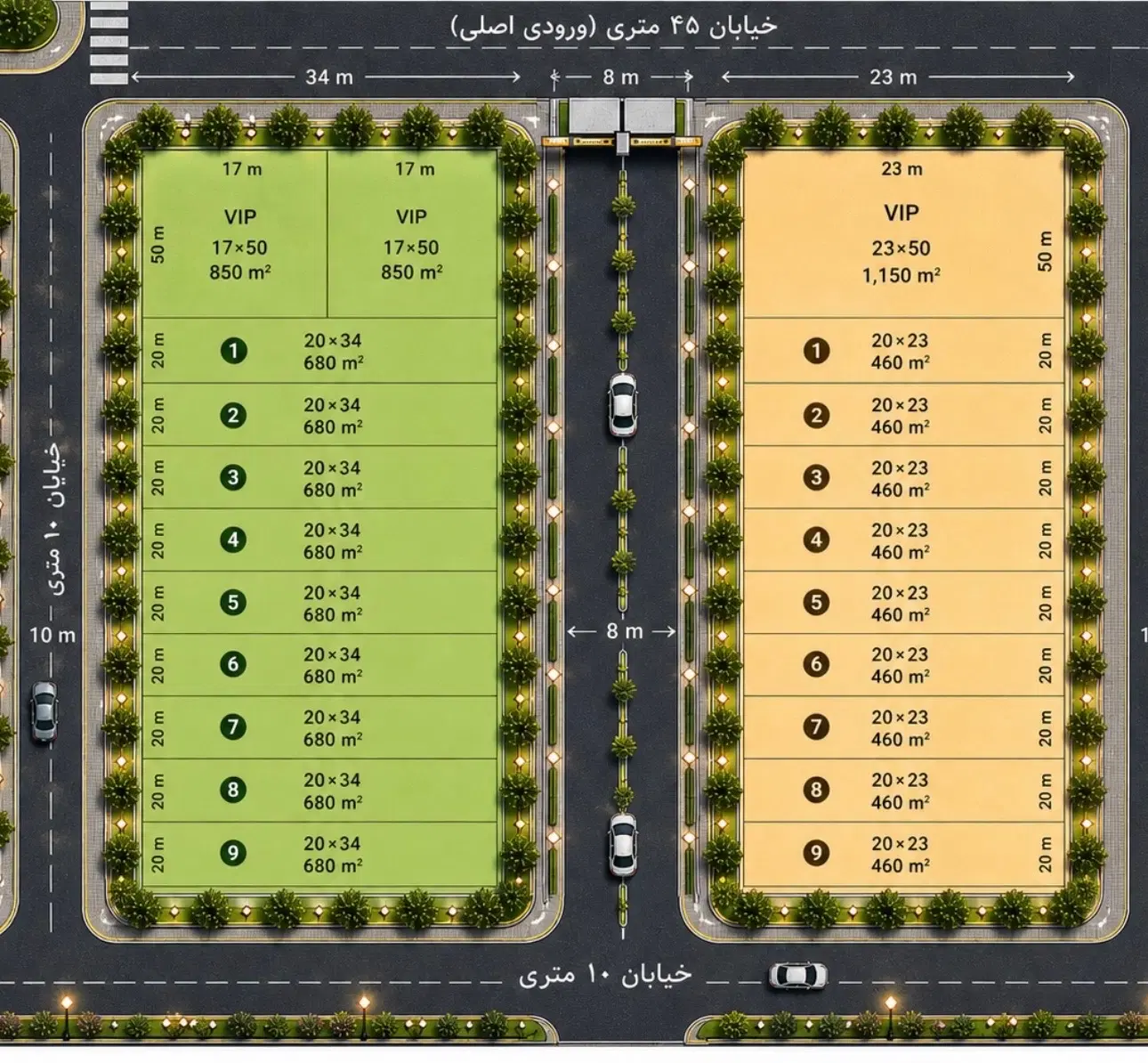 فروش قطعات ۶۸۰ و ۴۶۰ متری با سند تک برگ