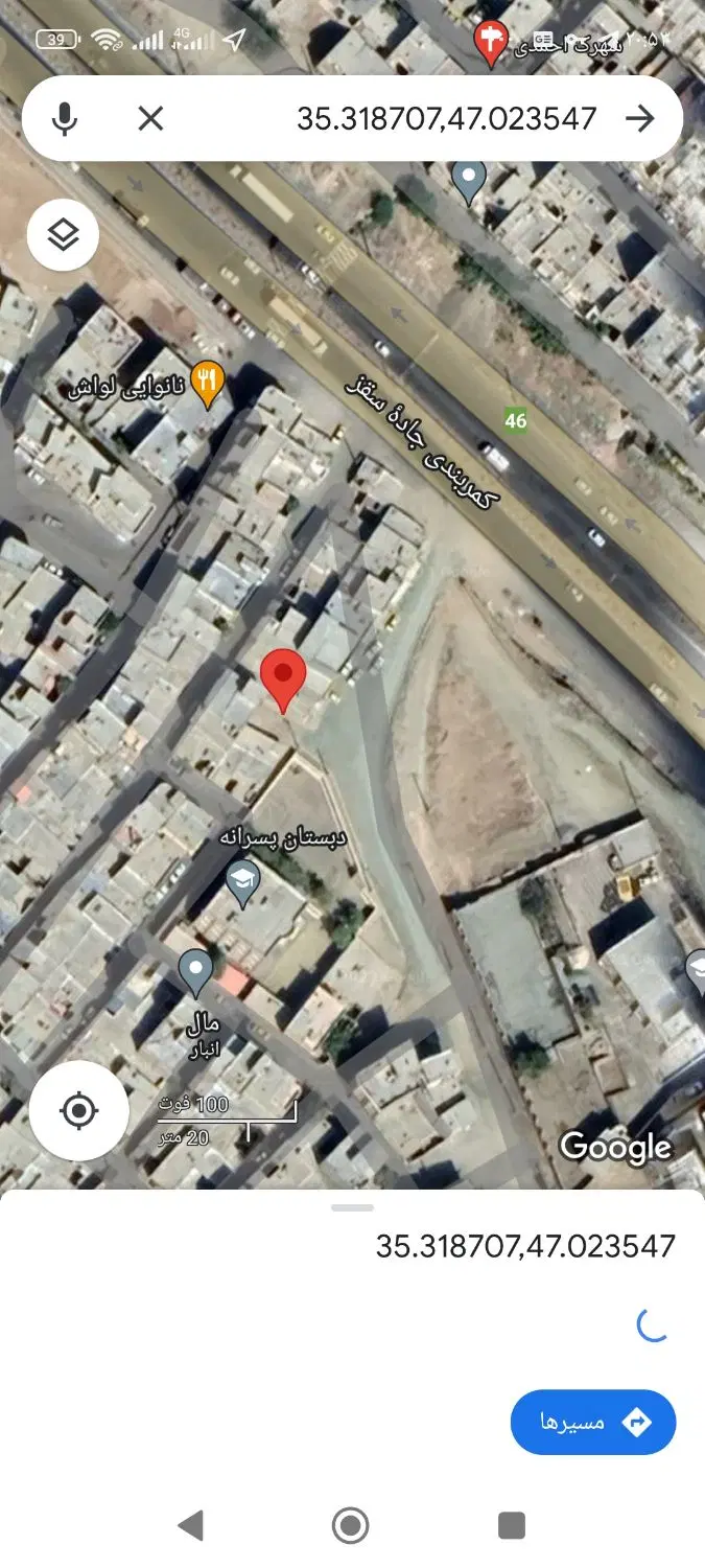 زمین روبروی شهرک احمدی معبر 12 متری