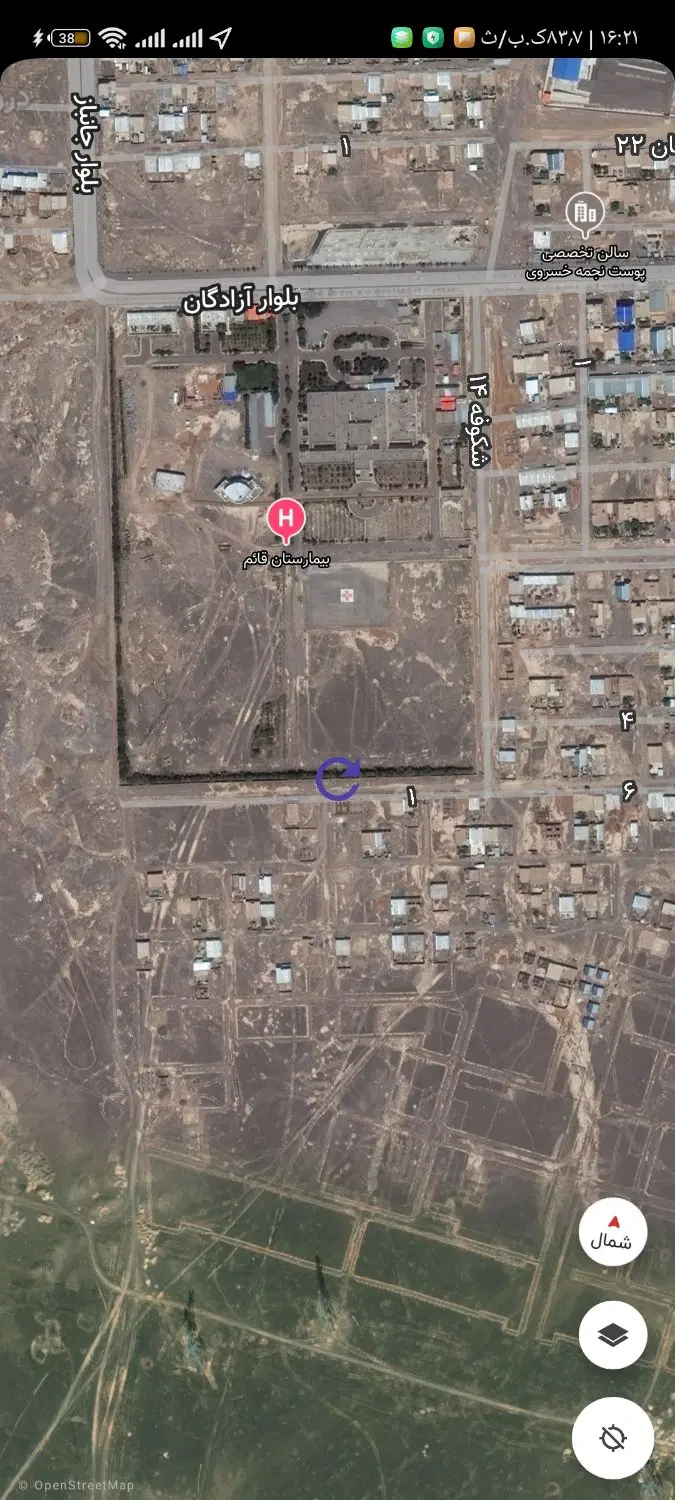 زمین۳نبش پشت بیمارستان