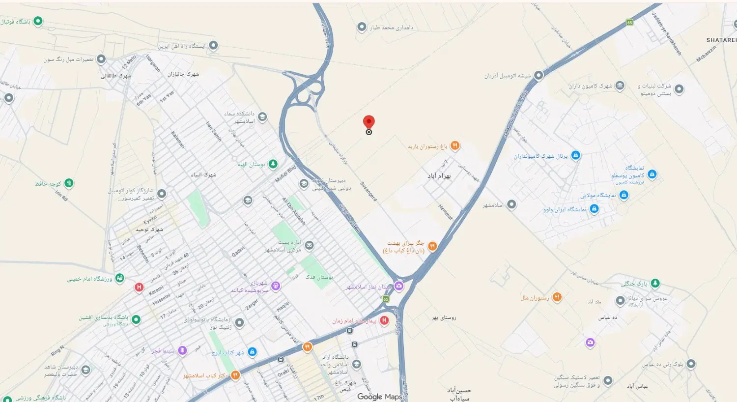 زمین صنعتی در بهرام آباد موقعیت کمربندی اسلامشهر
