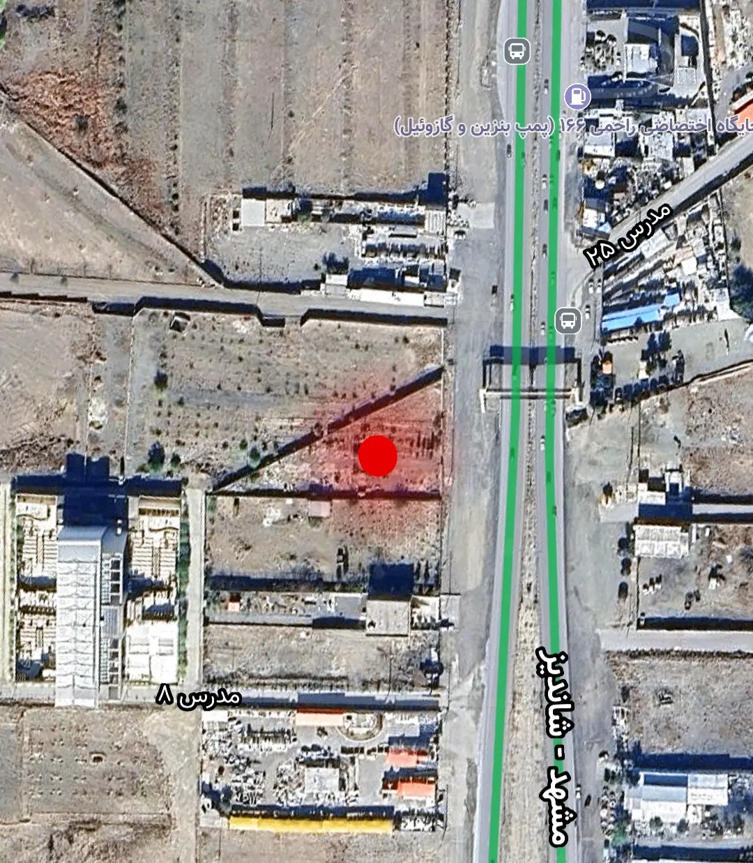 2574 متر زمین حاشیه جاده شاندیز