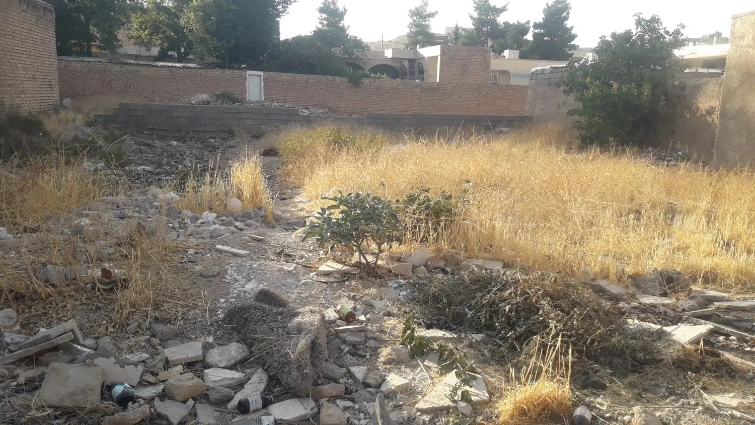 یک قطعه زمین مسکونی درب حیاط