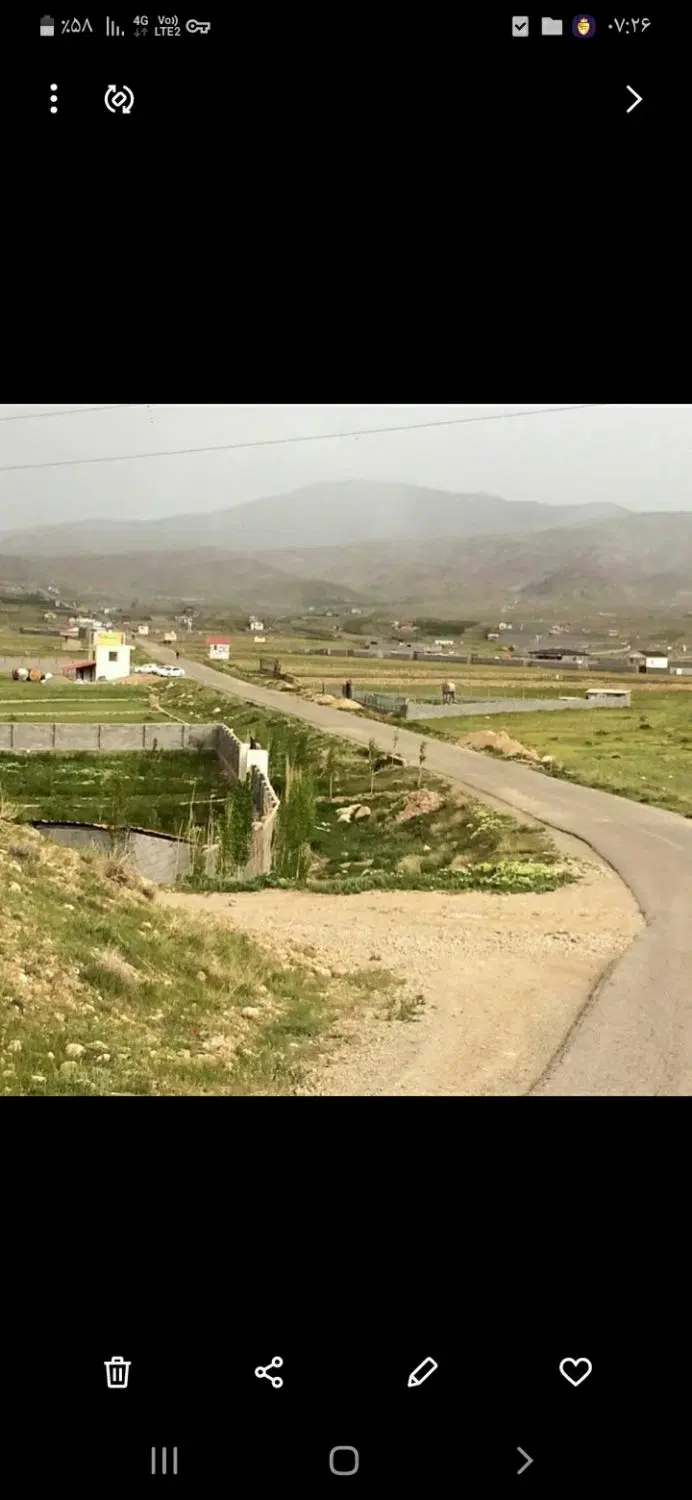 ۲هزار متر زمین بهره جاده آسفالت تجاری
