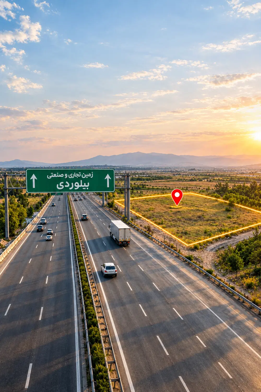 بر بیلوردی فروش زمین تجاری صنعتی اتوبان تبریز اهر