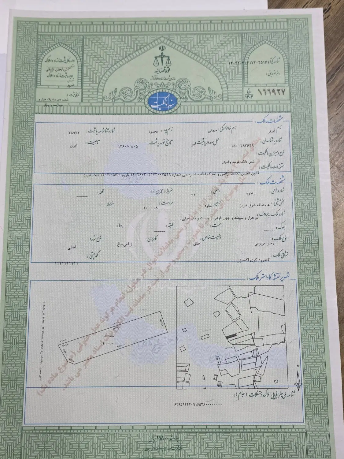 زمین  سنددار مجوز دار