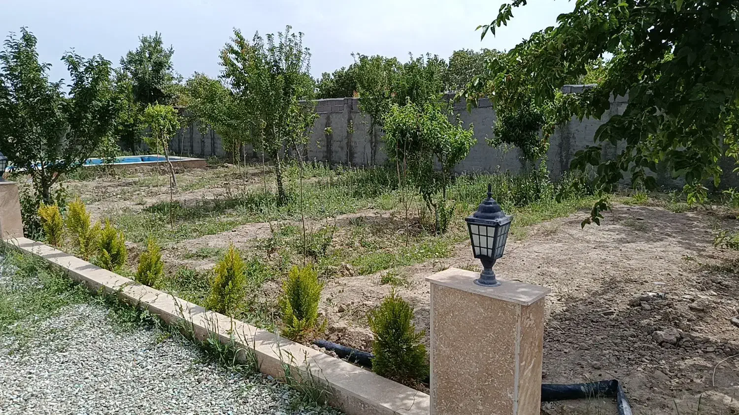 باغچه۵۰۰متر دیوار کشی شده