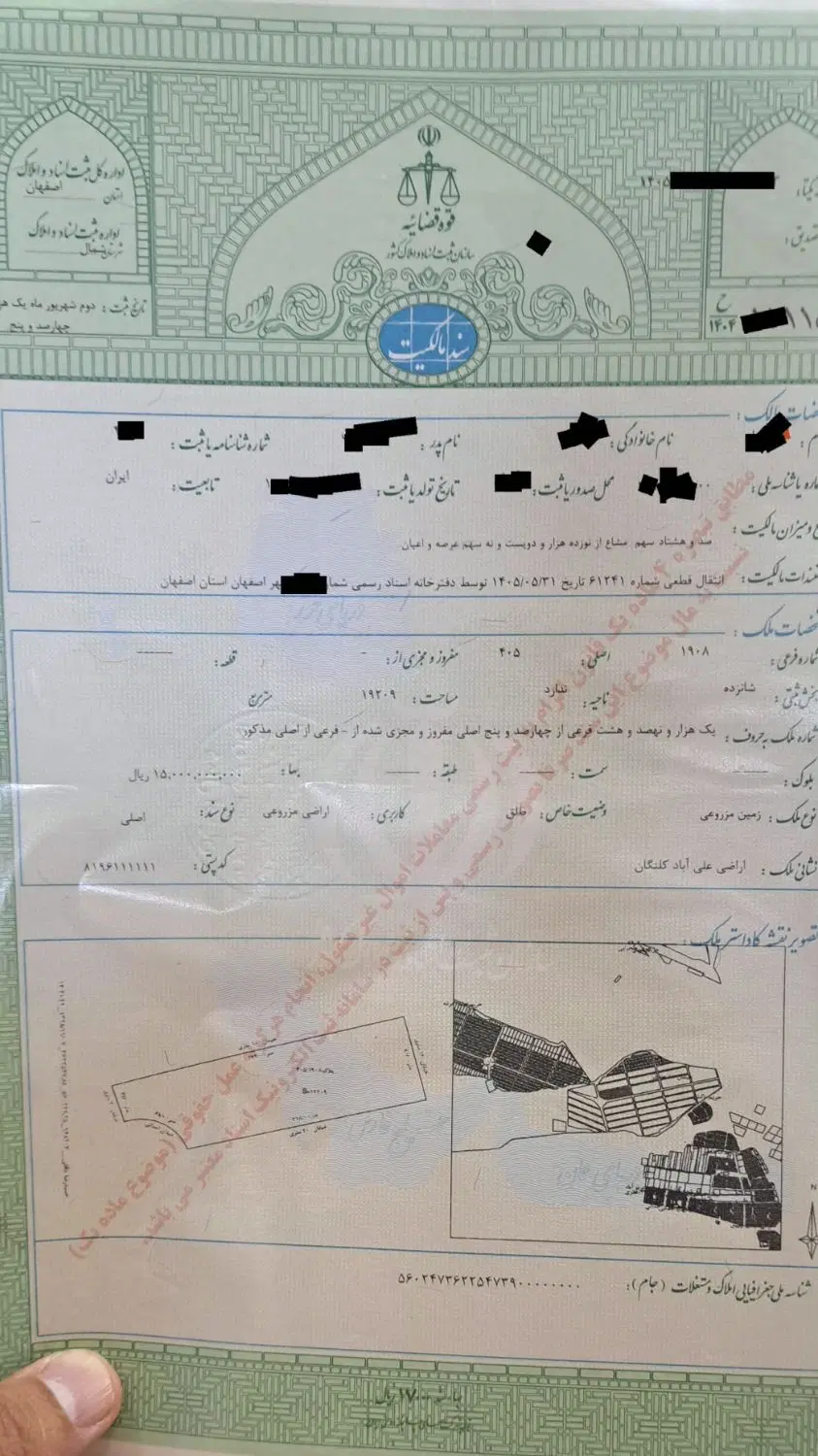 زمین ۱۸۰ سهمی علی آباد کلنگان