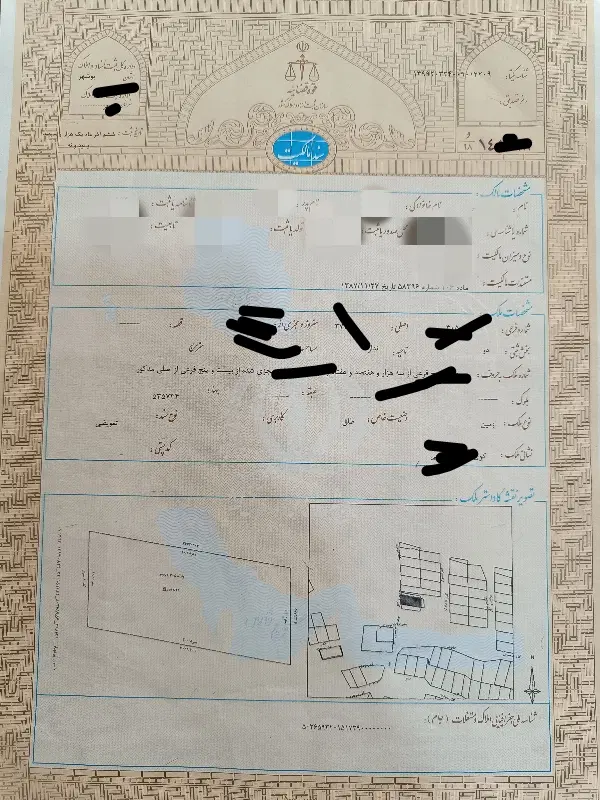 زمین مسکونی گورک کله بندی سند ثبتی تک برگ