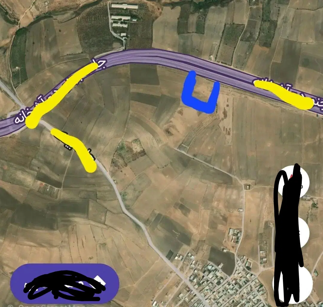 زمین کشاورزی(باغ) لب جاده اصلی