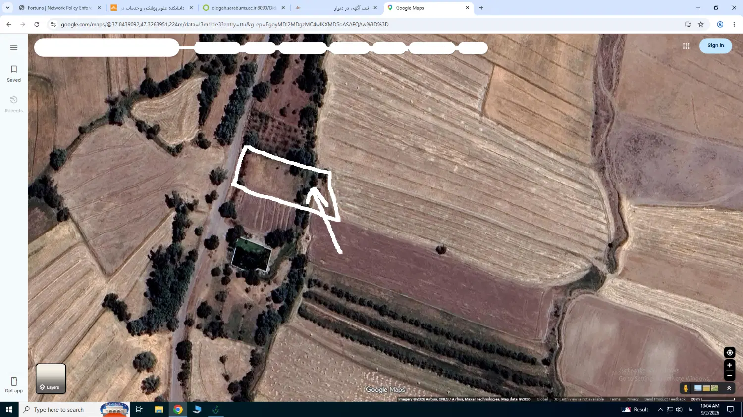 باغچه 1000متری درروستای ابرغان