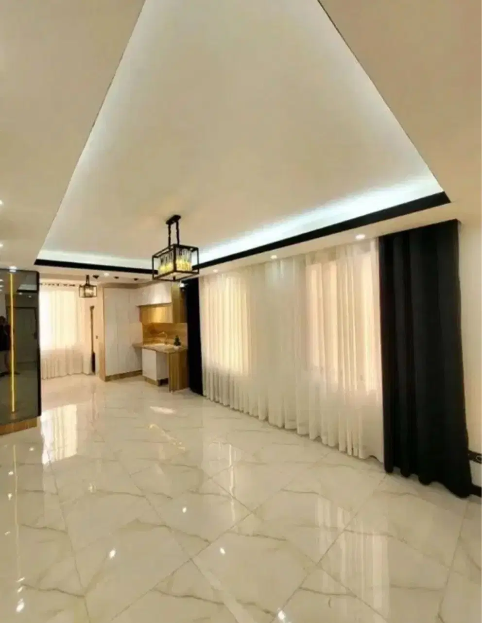 ۶۲متر_دوخواب_خوش نقشه_سالن پرده خور_شیک‌ عروس پسند