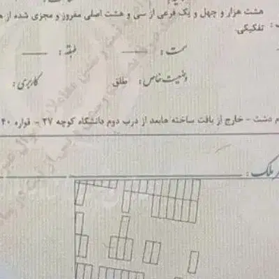 یک قطعه زمین ۲۰۰ متر،سند تک برگ ششدانگ