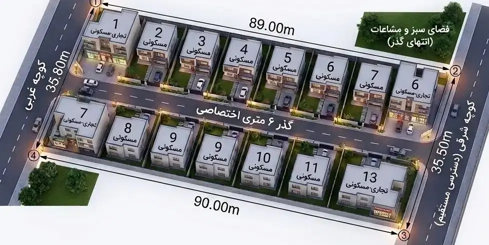 فروش قطعه زمین ۲۰۰ تا ۲۲۰ متری خیابان معلم