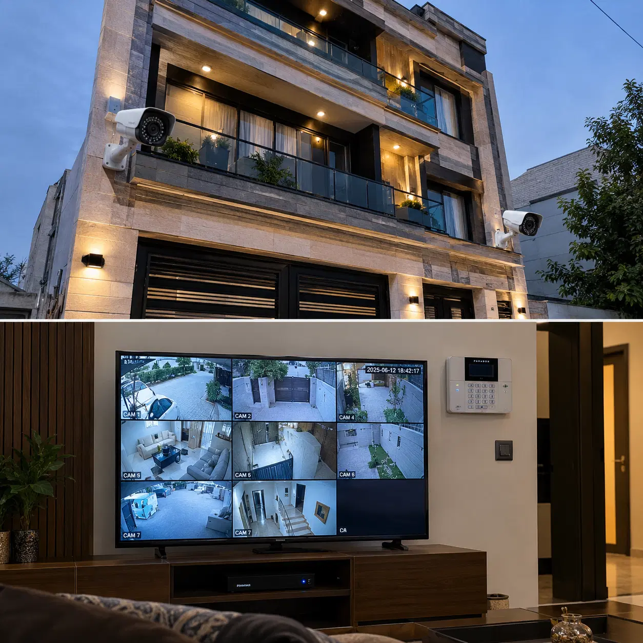 اپارتمان شیک مجهز به سیستم امنیتی دوربین و دزدگیر