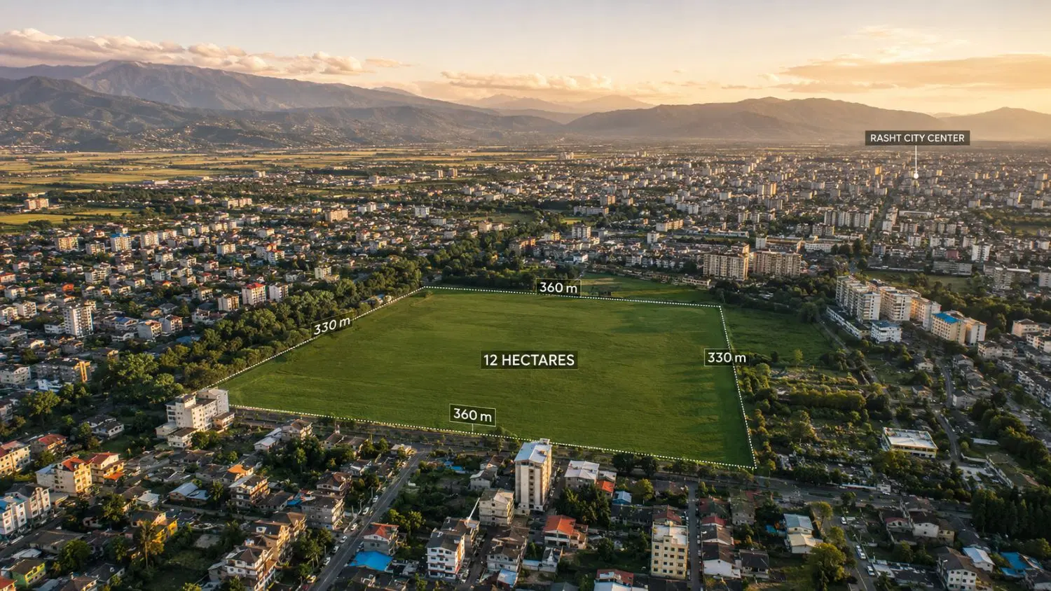 زمین ۱۰ هکتاری سند تک‌برگ شهر رشت و مشارکت در ساخت