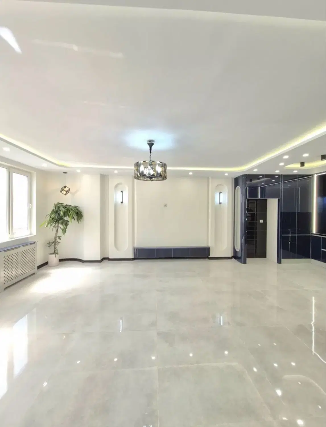 ۷۶متر ۲خواب فول دیزاین سالن پرده خور اندیشه فازیک