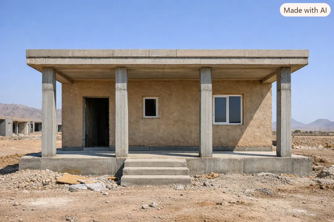 مسکن ملی سخته سقف و ستون خورده