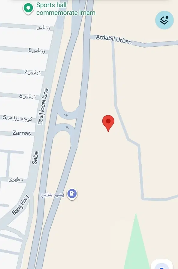 زمین پشت بر کمربندی زرناس