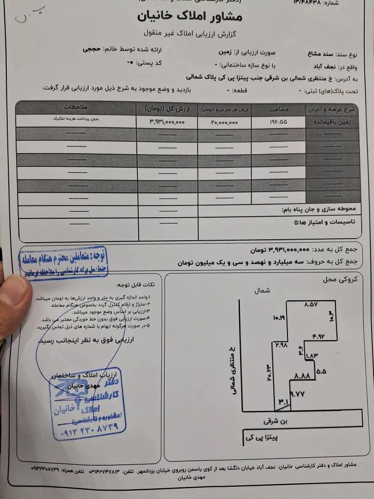 فروش فوری زمین  در نجف آباد